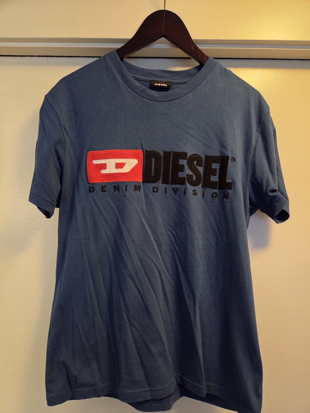 Diesel Blue Short-Sleeve Logo Tee with Red Accent